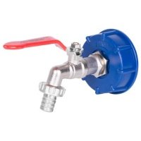 Ventil 3/4" messing + plastikreduktor 60 mm + väljavool 1", IBC jaoks