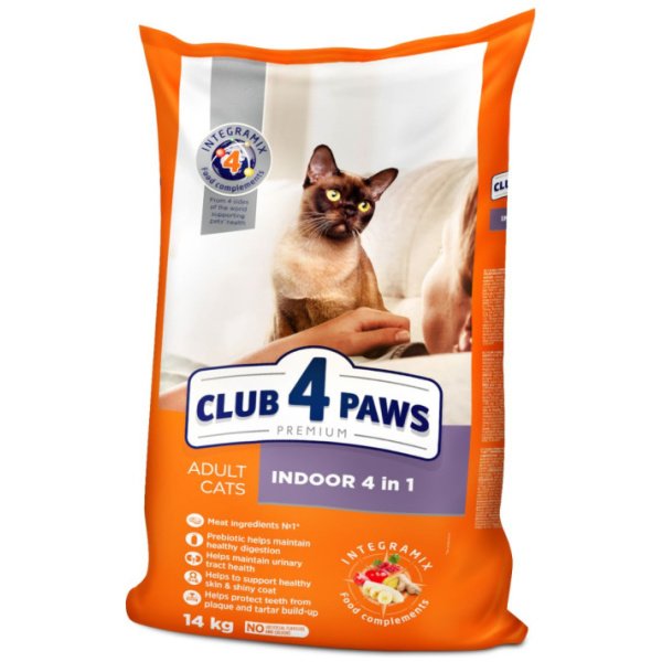 CLUB 4 PAWS PREMIUM Pieaugušajiem Kaķiem Iekštelpās 4in1 ar Jēru 14kg
