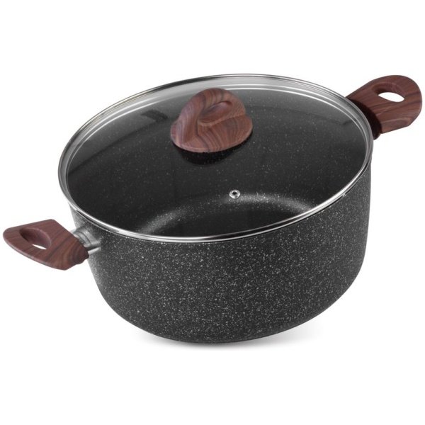 Puodas MagicHome Black Marble Line, 28 cm, 5900 ml, su dangčiu