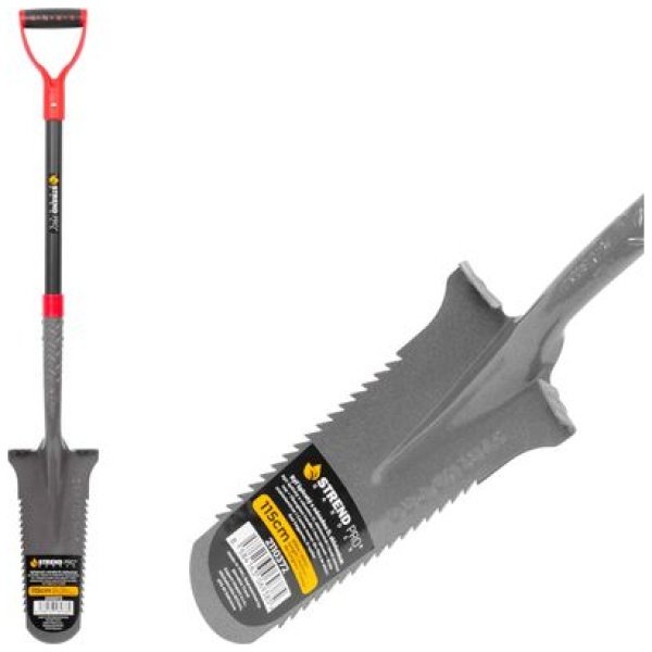 Lāpstas dārzam ErgoBULL, drenāžas, ar stikla šķiedras rokturi D 1150 mm