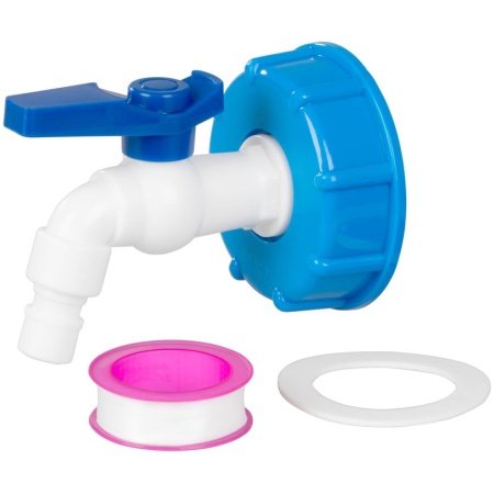 Vožtuvas, sodo, 3/4", 16 mm, su IBC bako reduktoriumi, PVC