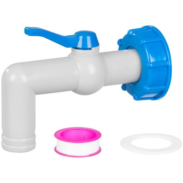 Vožtuvas, sodo, 1"- 90°, 32 mm, su IBC bako reduktoriumi, PVC