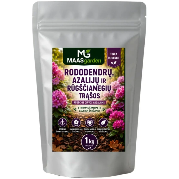 rododendr Kompleksinės rudeninės trąšos rododendrams, azalijoms ir rūgščiamėgiams augalams