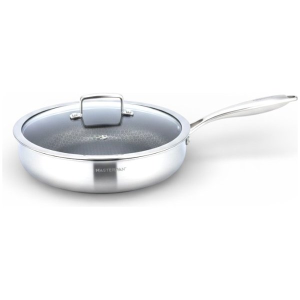 MASTERPAN nerūdijančio plieno gili keptuvė su dangčiu 28cm, MP-2339