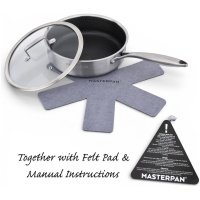 MASTERPAN nerūdijančio plieno gili keptuvė su dangčiu 28cm, MP-2339