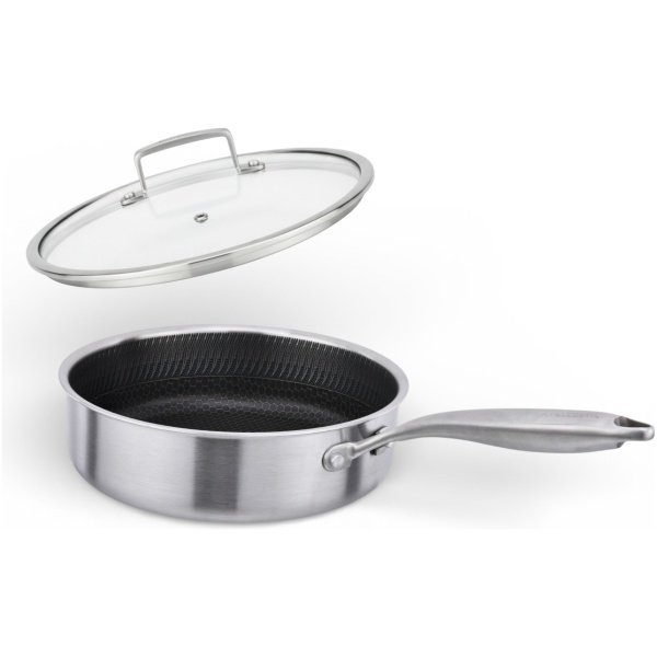 MASTERPAN nerūdijančio plieno gili keptuvė su dangčiu 28cm, MP-2339