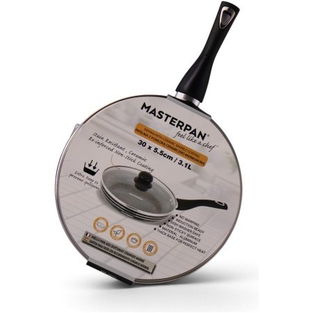 MASTERPAN presuoto aliuminio keptuvė su stikliniu dangčiu 30cm, MP-2477