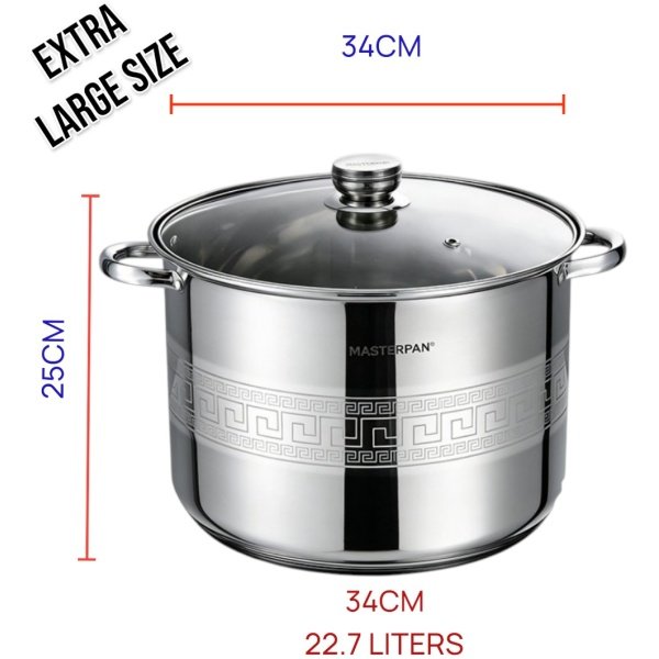 MASTERPAN nerūdijančio plieno puodas 22,7L , 34cm. MP-5150