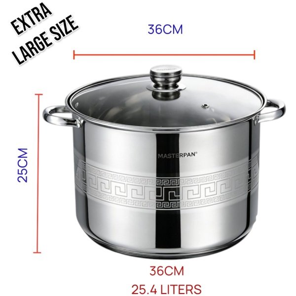 MP-5151.12 MASTERPAN nerūdijančio plieno puodas 25,4L , 36cm. MP-5151
