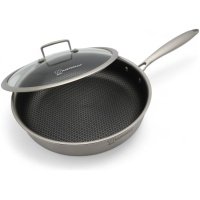 MASTERPAN nerūdijančio plieno gili keptuvė su dangčiu 28cm, MP-2339